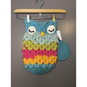 Handmade Sleep Sack Girls 0-3 Months Multicolor Owl Rainbow Crochet Baby
